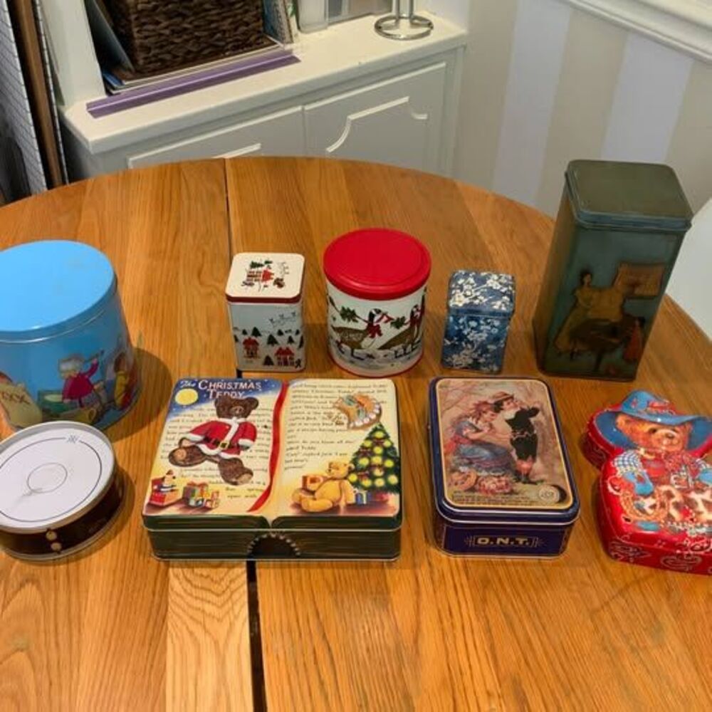 Vintage Decorative Tin Collection - Set of 9